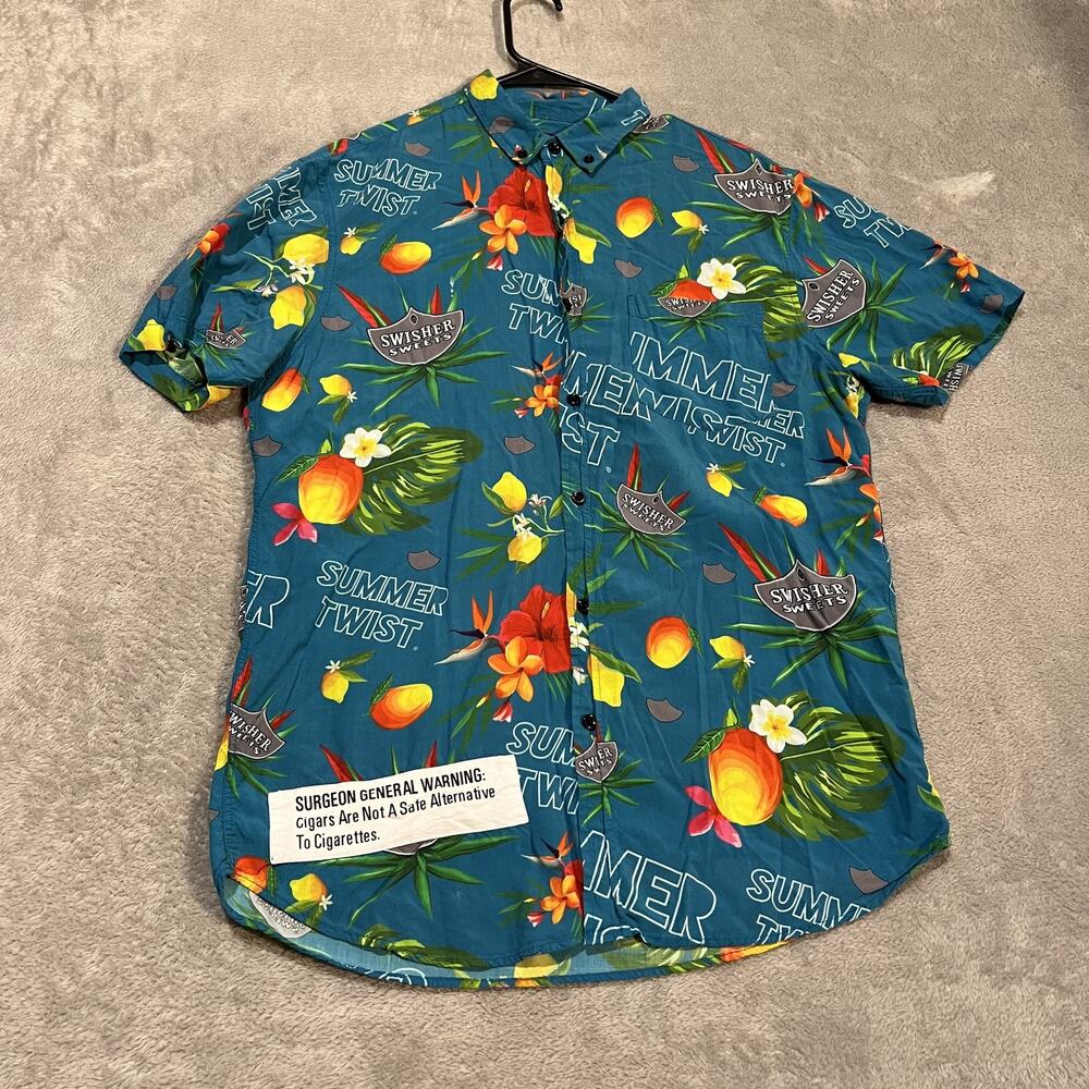 Strata Shirt Mens Medium Swisher Sweets Summer Twist Hawaiian Button Up Promo